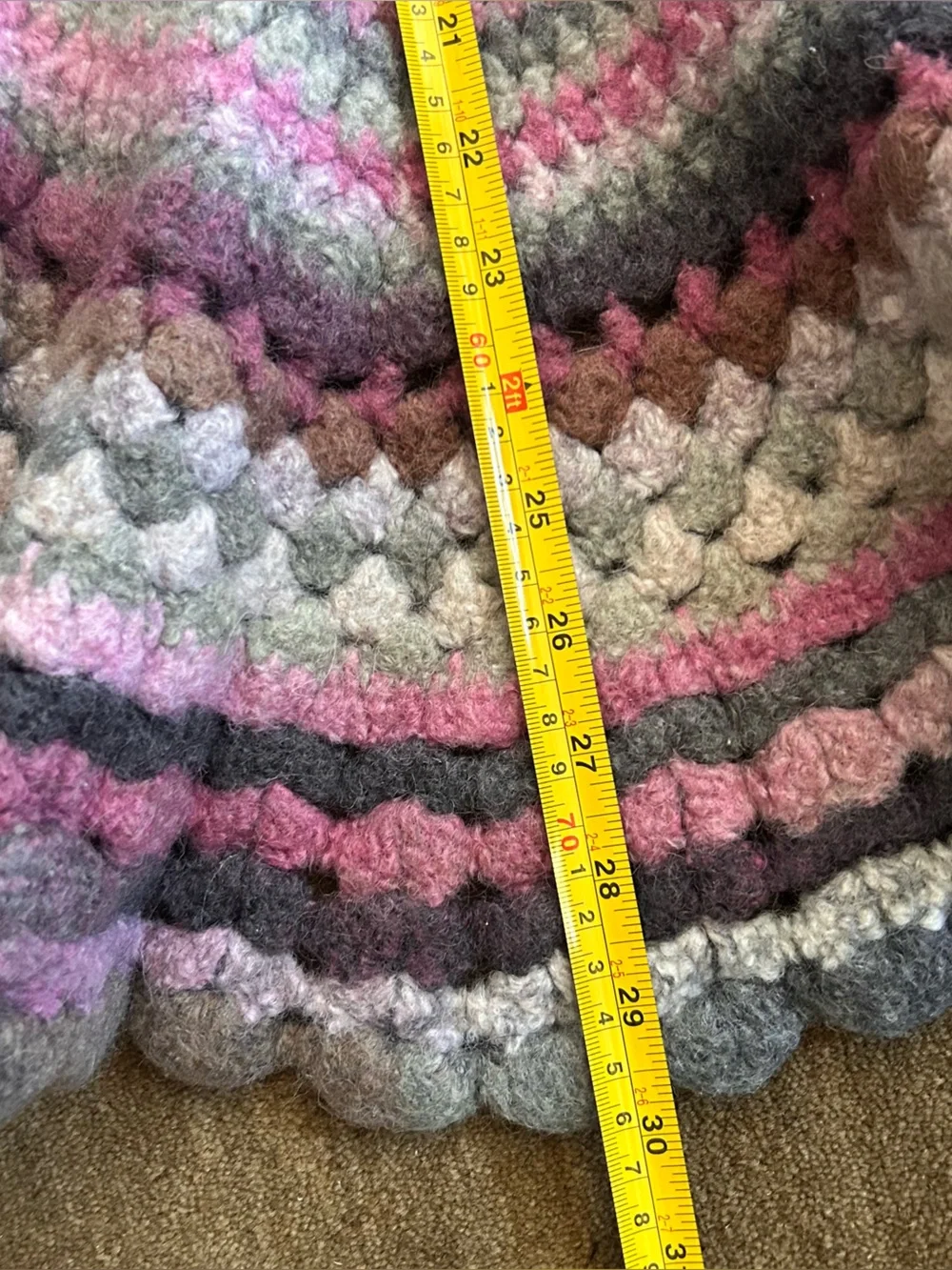 Handmade Circular Crochet Wool Ripple  Multicolor Afghan Throw Blanket # 0715269